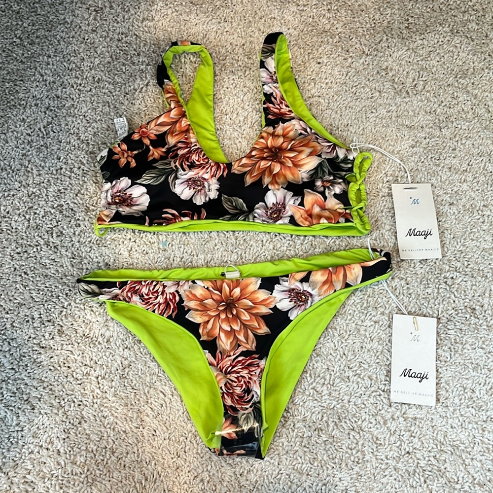 Maaji Floral Bikini in Black and Green